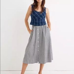 Madewell Palisade Button-Front Midi Skirt